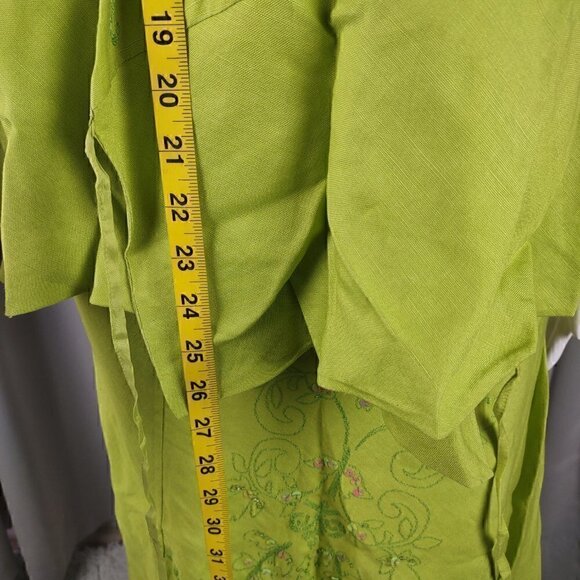 Sarah Spencer Women's Lime Green Linen Blend Blouse And Skirt Size 14W - Picture 9 of 16